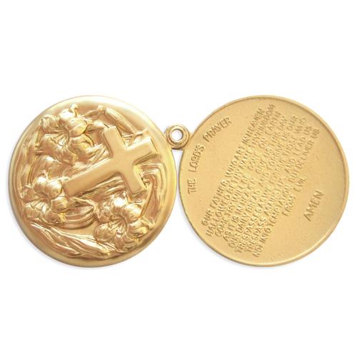2pc Floral Crucifix/Lords Prayer Locket - Item # S2163 - Salvadore Tool & Findings, Inc.